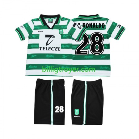Billige Fotballdrakter Sporting Lisbon Cristiano Ronaldo 28 1999 2000 Barn Retro Hjemmedraktsett Kortermet